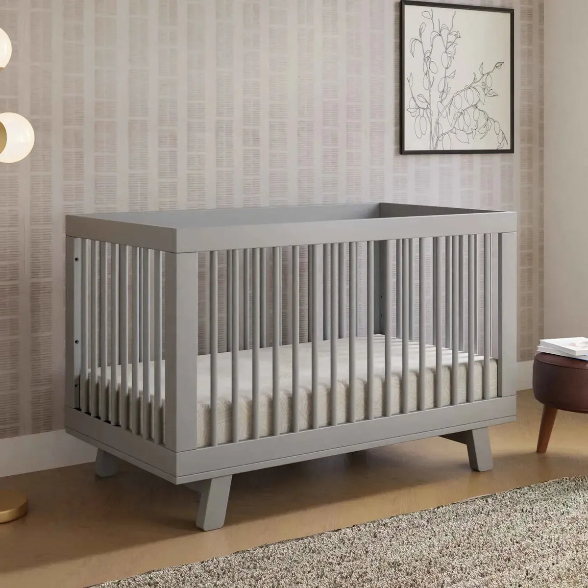 babyletto hudson dresser grey Babyletto Hudson 2- Piece Nursery Set with 3 -In- 1 Crib and Dresser in Grey  and White