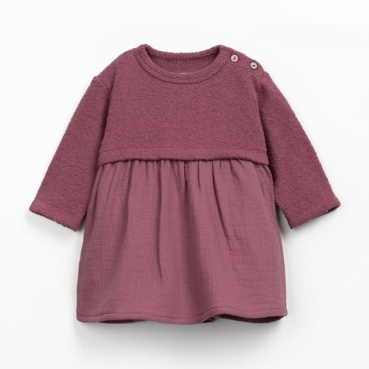 PlayUp Knit + Muslin Long Sleeve Dress Berry Mauve