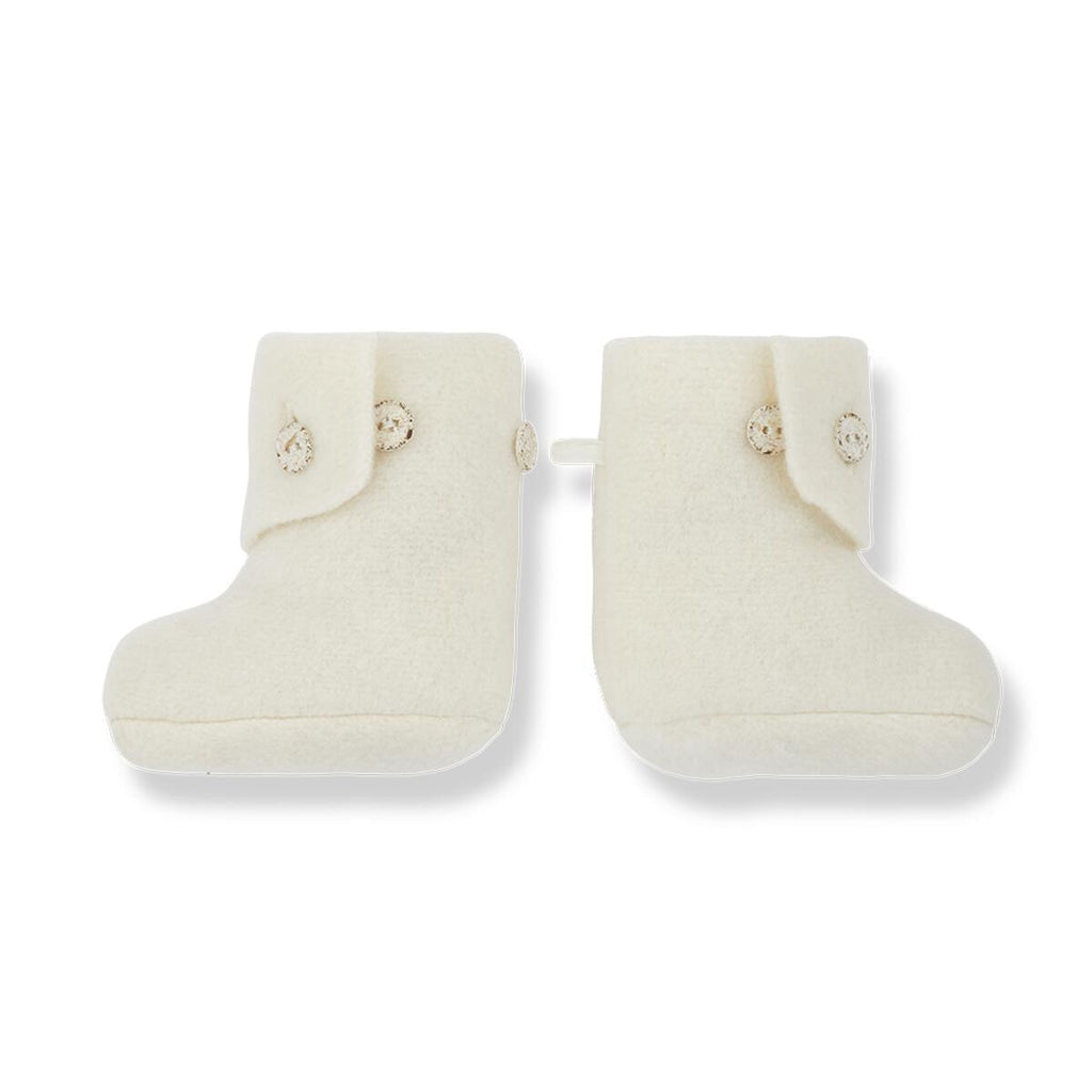 1+ In The Family - Button Closure Bootie - Ecru-Shoes + Booties-0-6M-Posh Baby