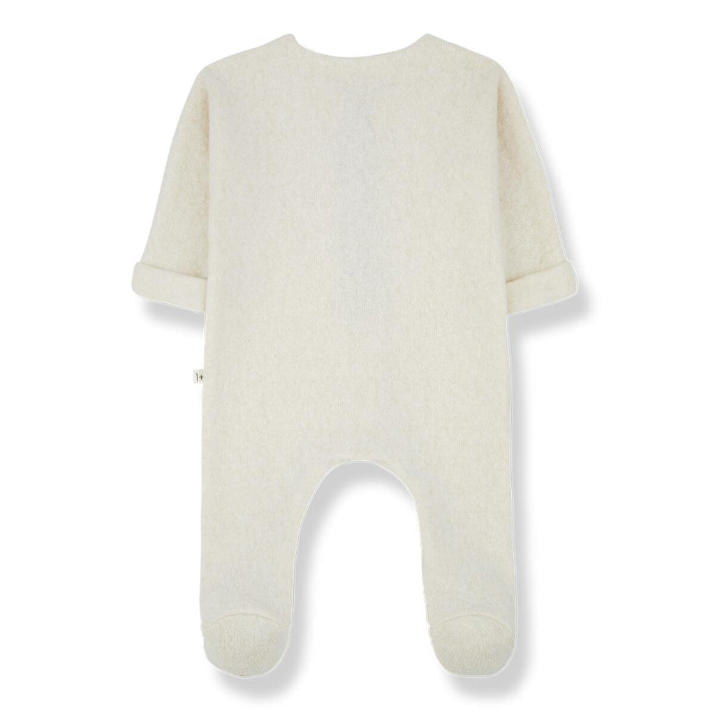 1+ In The Family - Knit Button Detail Footie - Ecru-Footies + Rompers (Fashion)-3-6M-Posh Baby