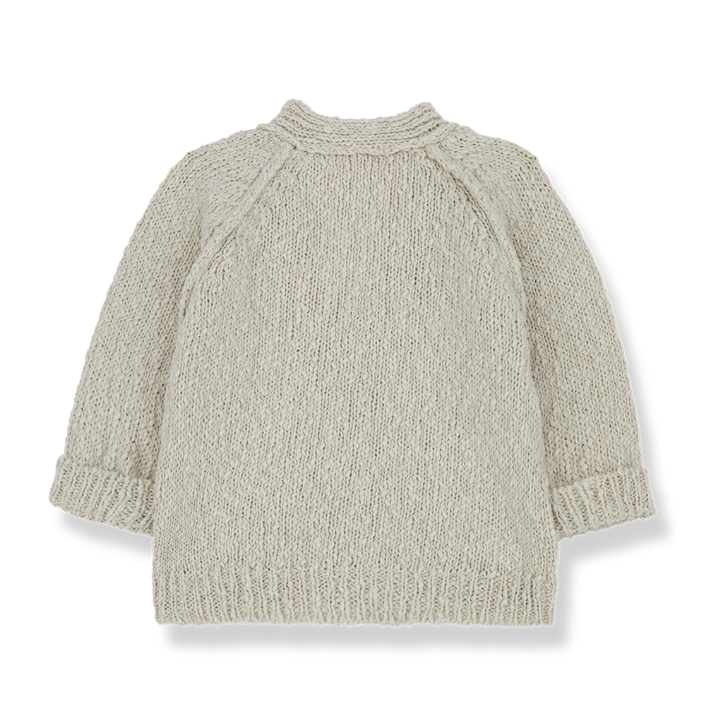 1+ In The Family - Knit Cotton + Linen Cardigan - Natural-Sweaters + Cardigans + Jackets-0-3M-Posh Baby