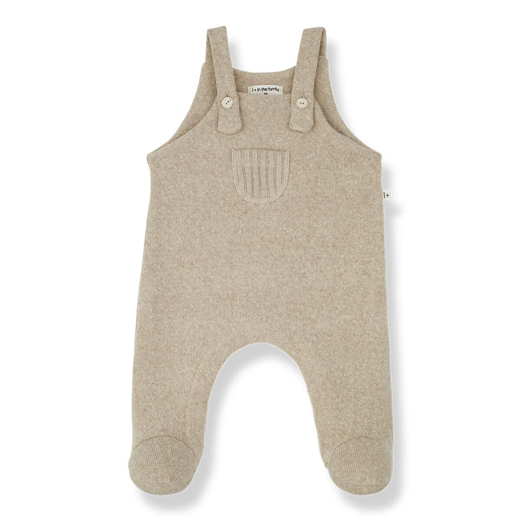 1+ In The Family - Knit Footed Overall - Beige-Footies + Rompers (Fashion)-Newborn-Posh Baby