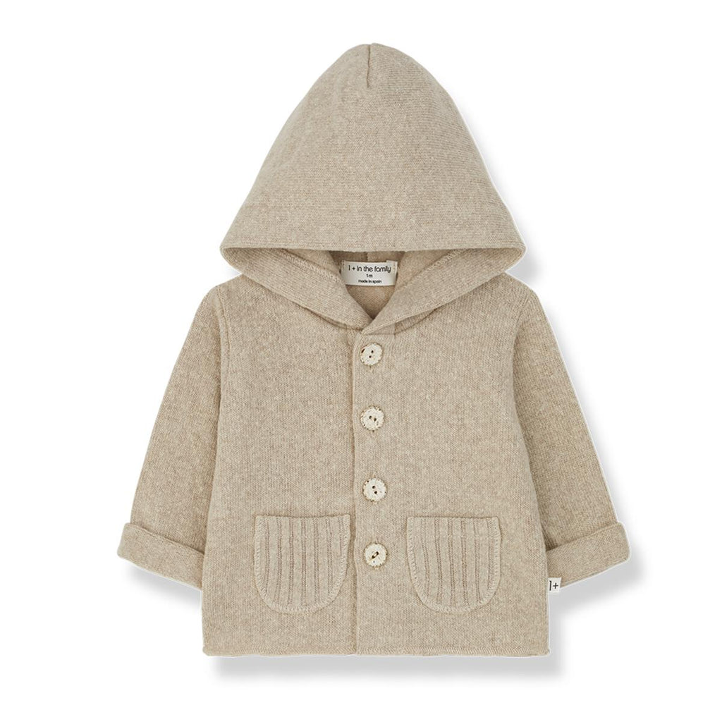 1+ In The Family - Knit Hooded Sweater - Beige-Sweaters + Cardigans + Jackets-Newborn-Posh Baby