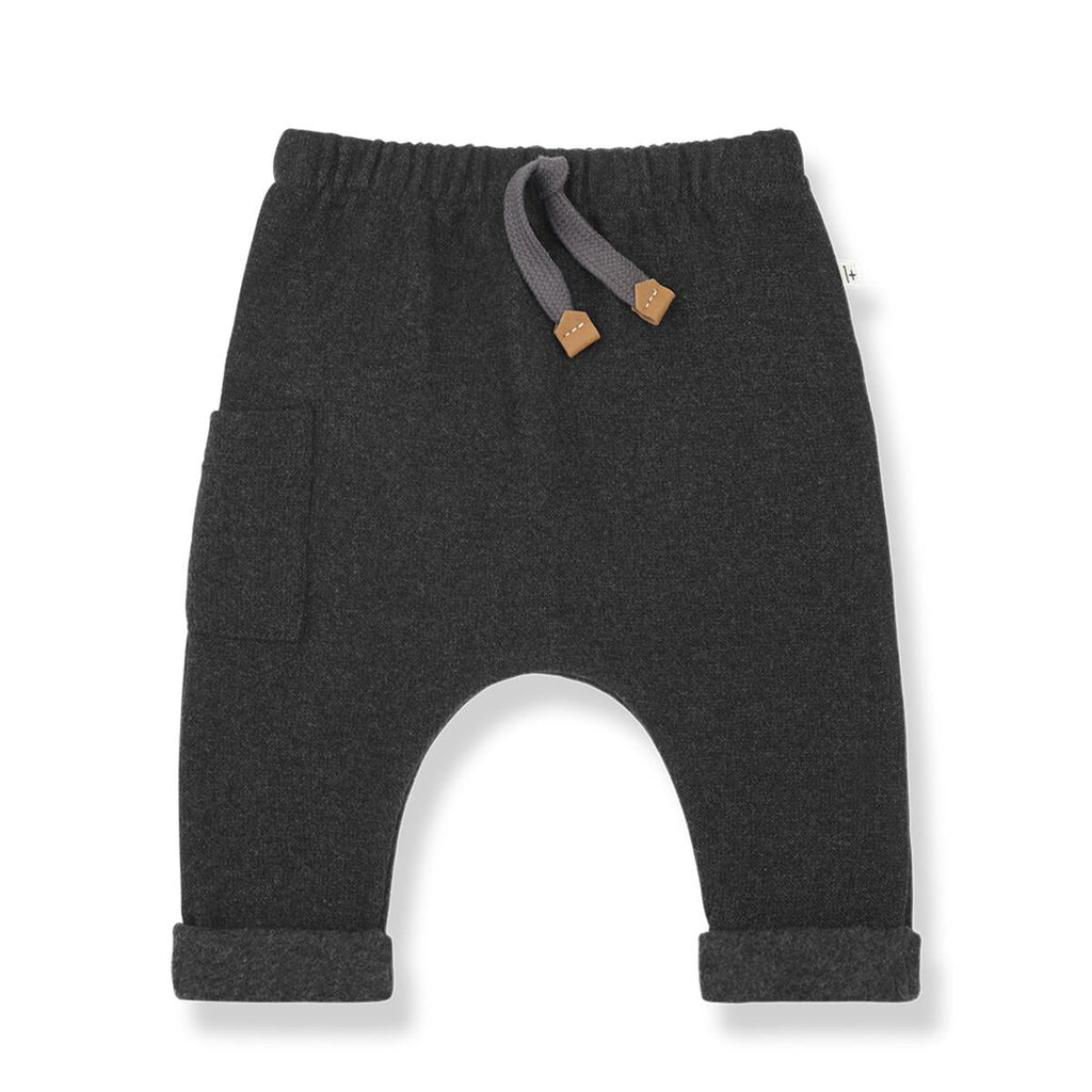 1+ In The Family - Knit Pocket Pant - Anthracite-Bottoms-6-9M-Posh Baby