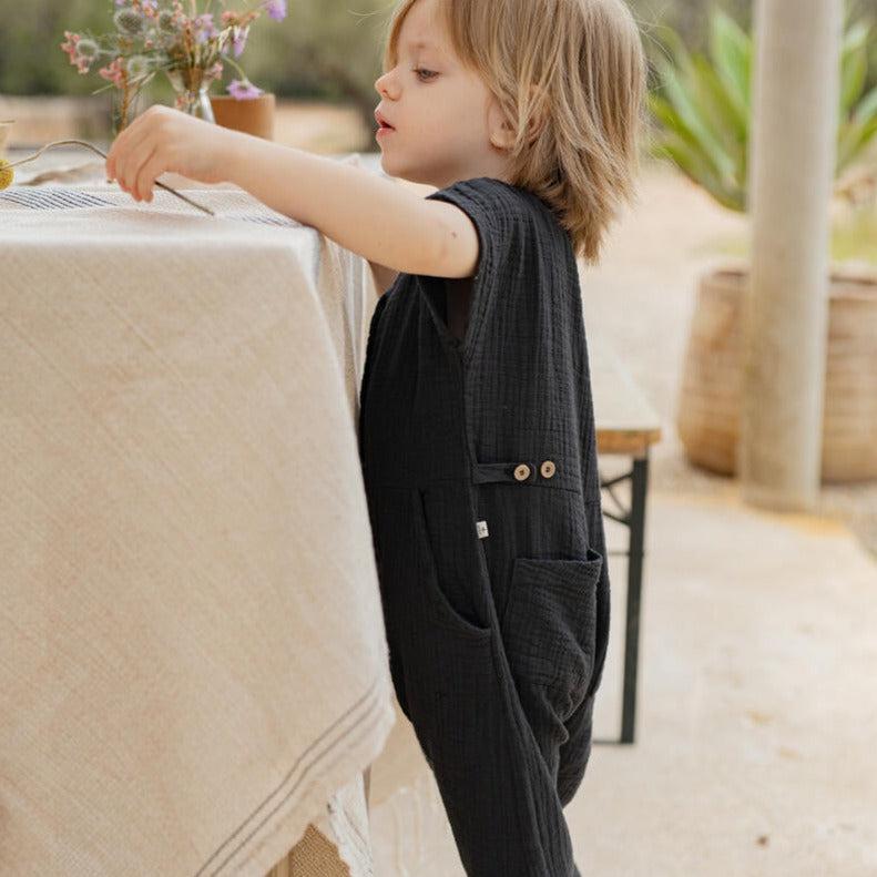 1+ In The Family - Muslin Romper - Anthracite-Footies + Rompers (Fashion)-3-6M-Posh Baby