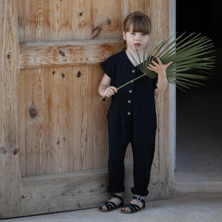 1+ In The Family - Muslin Romper - Anthracite-Footies + Rompers (Fashion)-3-6M-Posh Baby