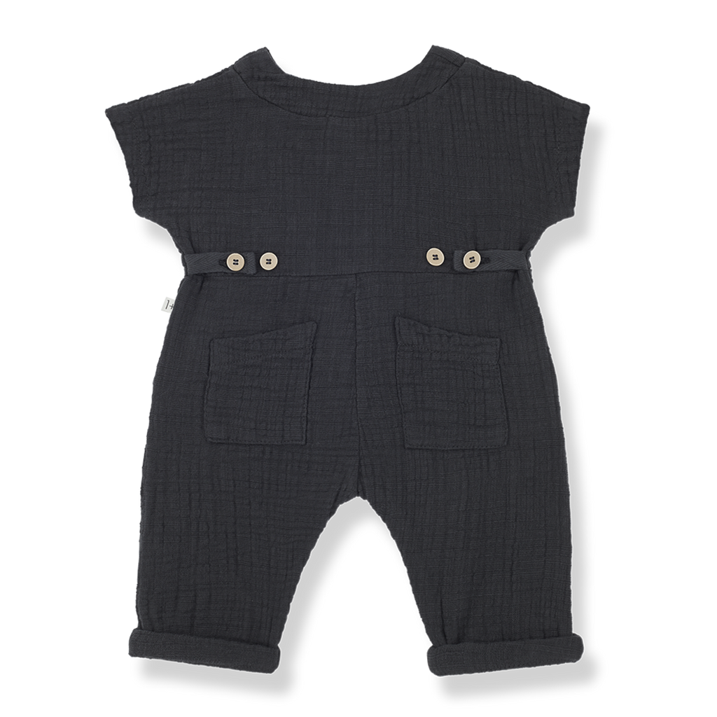 1+ In The Family - Muslin Romper - Anthracite-Footies + Rompers (Fashion)-3-6M-Posh Baby