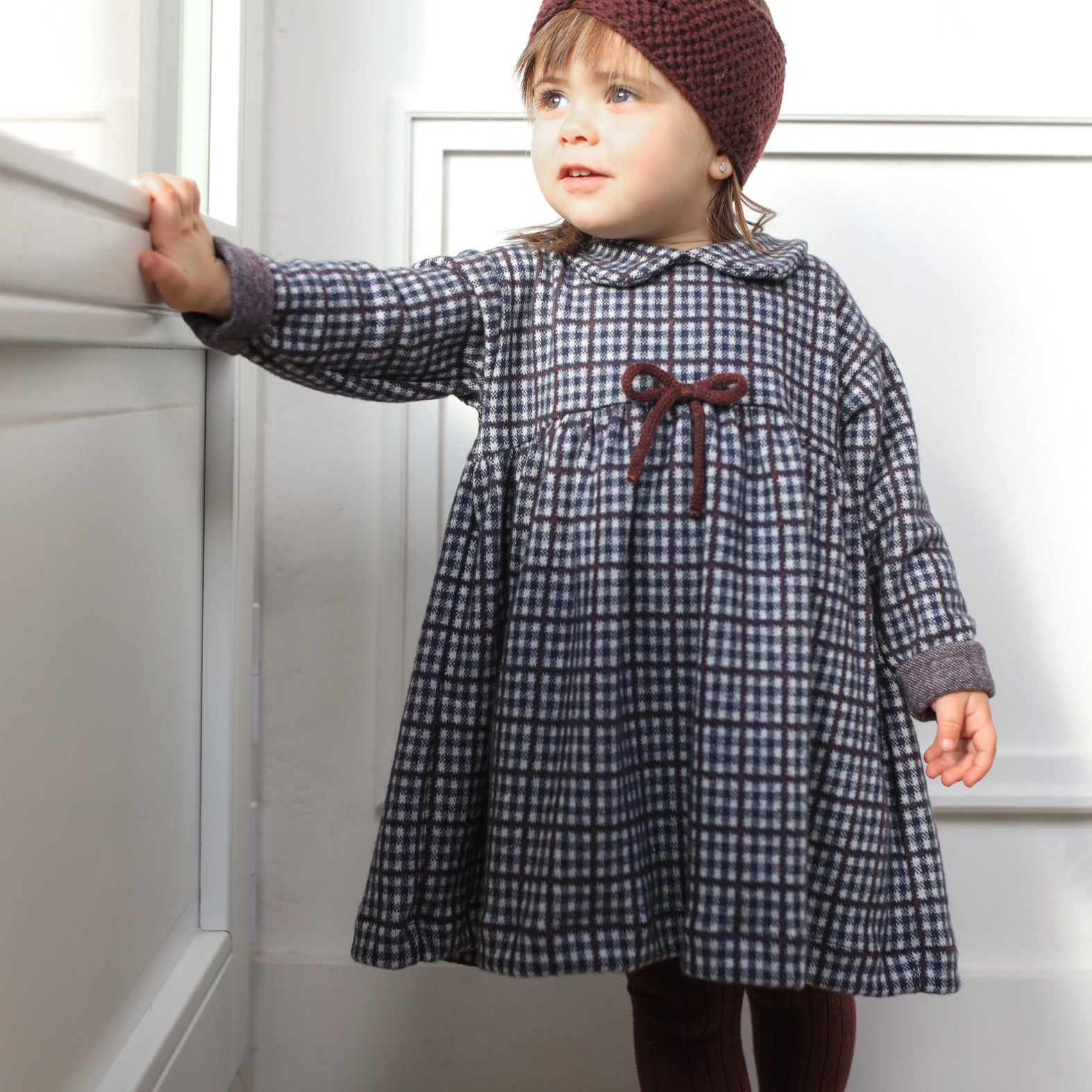 1+ In The Family Peter Pan Collar Dress Navy Plaid | Posh Baby