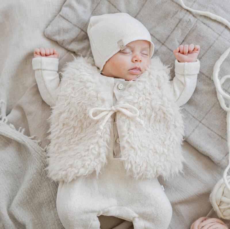 1+ In The Family - Sherpa Vest - Ecru-Sweaters + Cardigans + Jackets-Newborn-Posh Baby