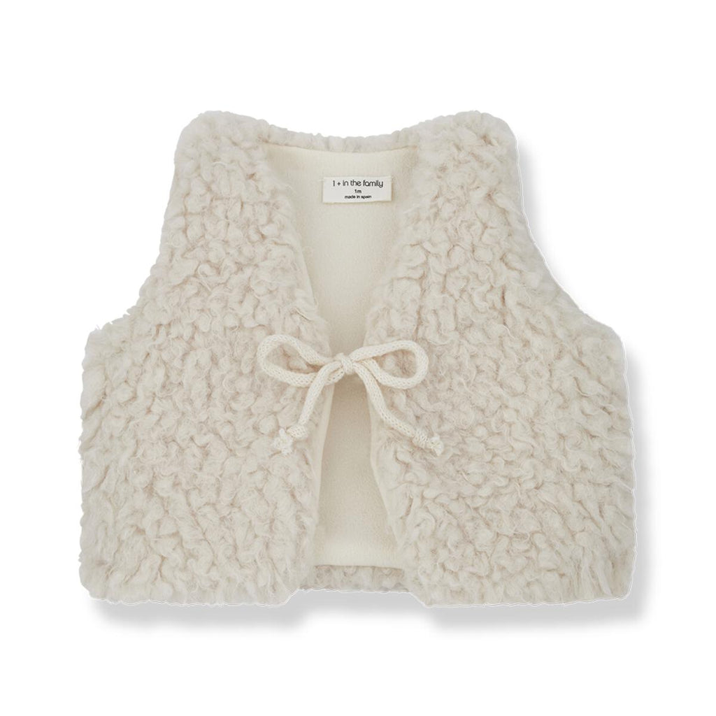 1+ In The Family - Sherpa Vest - Ecru-Sweaters + Cardigans + Jackets-Newborn-Posh Baby