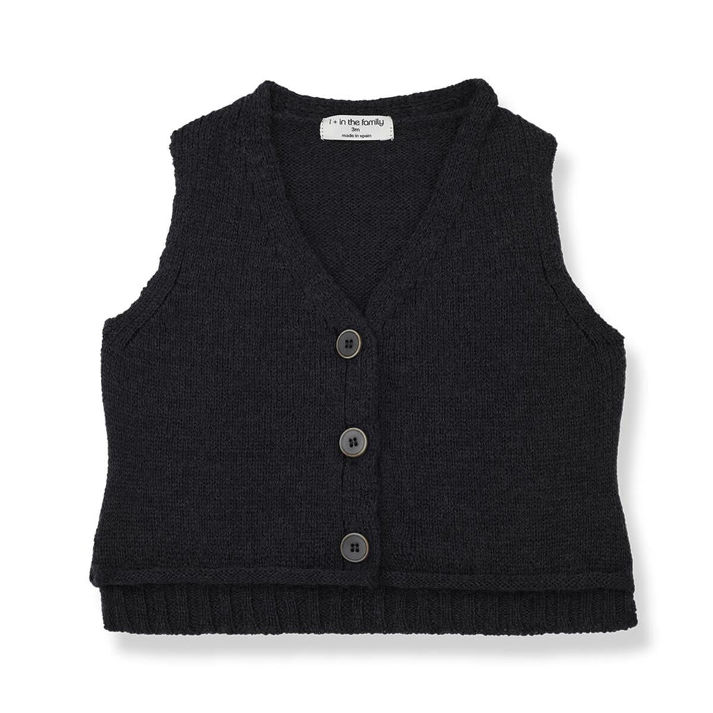 1+ In The Family - Sweater Vest - Anthracite-Sweaters + Cardigans + Jackets-3-6M-Posh Baby