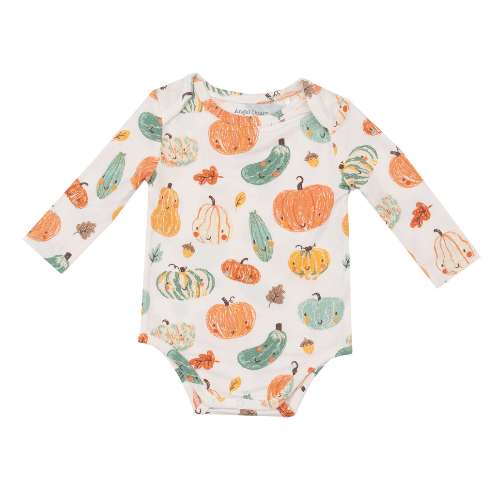 Angel Dear - Long Sleeve Bodysuit - Crayon Pumpkins-Onesies-0-3M-Posh Baby