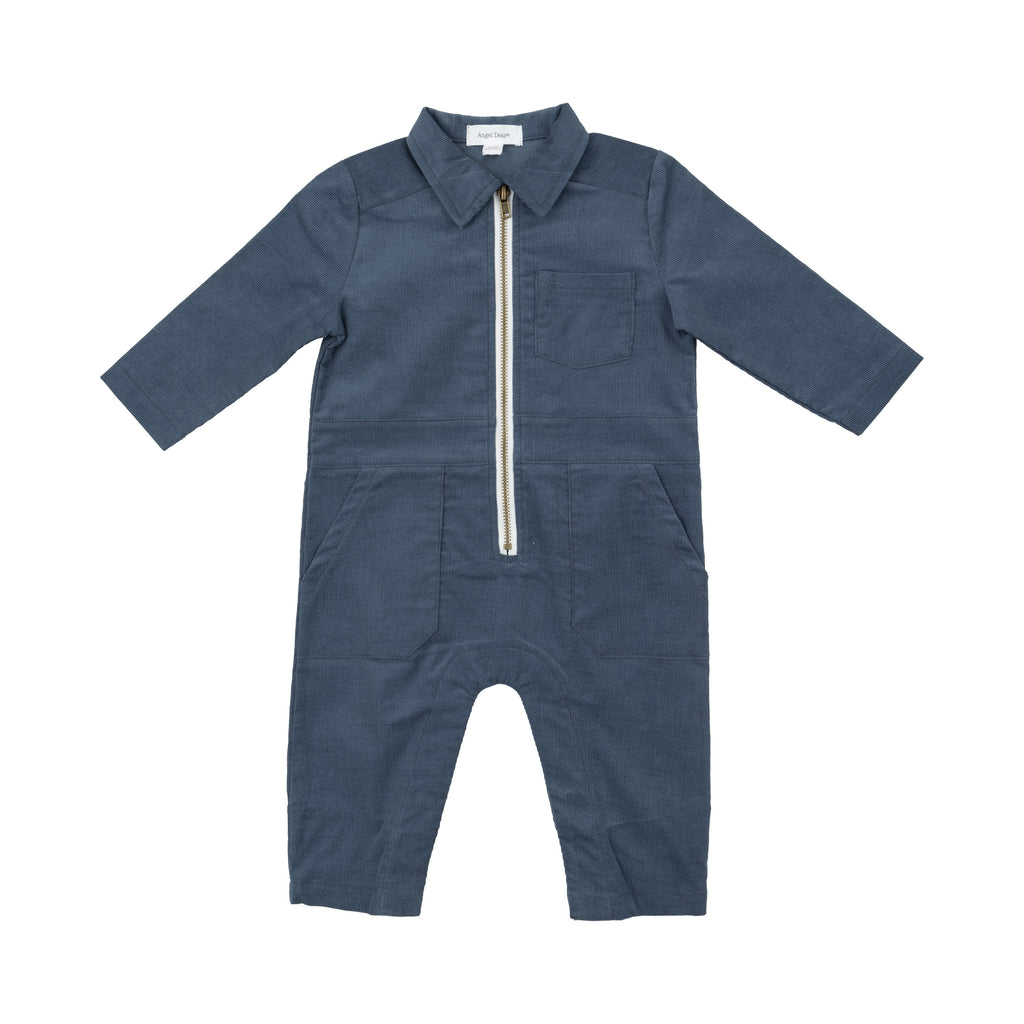 Angel Dear - Organic Corduroy Retro Jumpsuit - Navy-Footies + Rompers (Fashion)-3-6M-Posh Baby