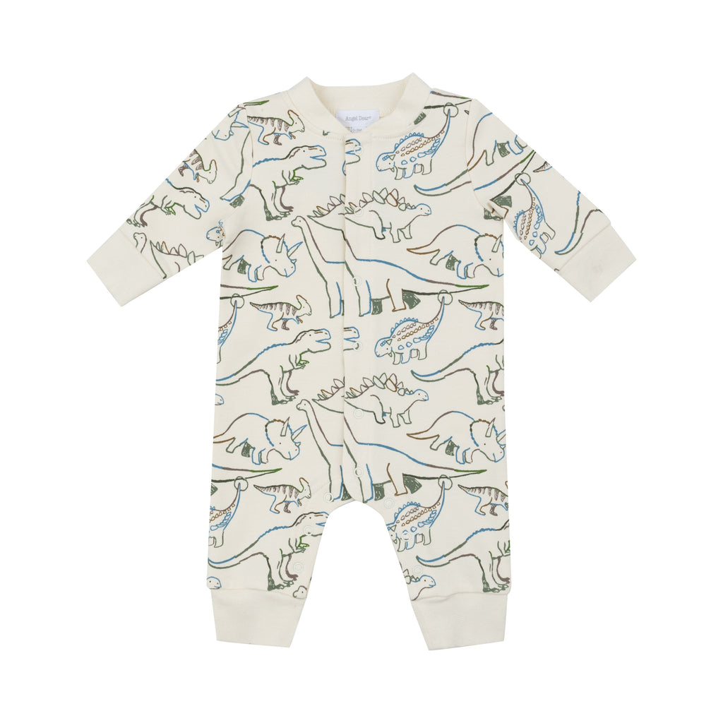 Angel Dear - Organic French Terry Romper - Artsy Dinos-Footies + Rompers (Fashion)-0-3M-Posh Baby