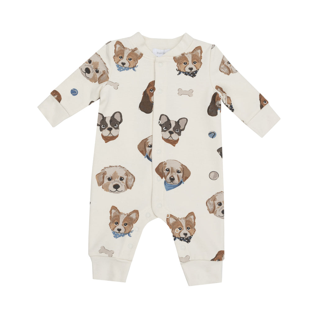 Angel Dear - Organic French Terry Romper - Puppy Faces-Footies + Rompers (Fashion)-0-3M-Posh Baby