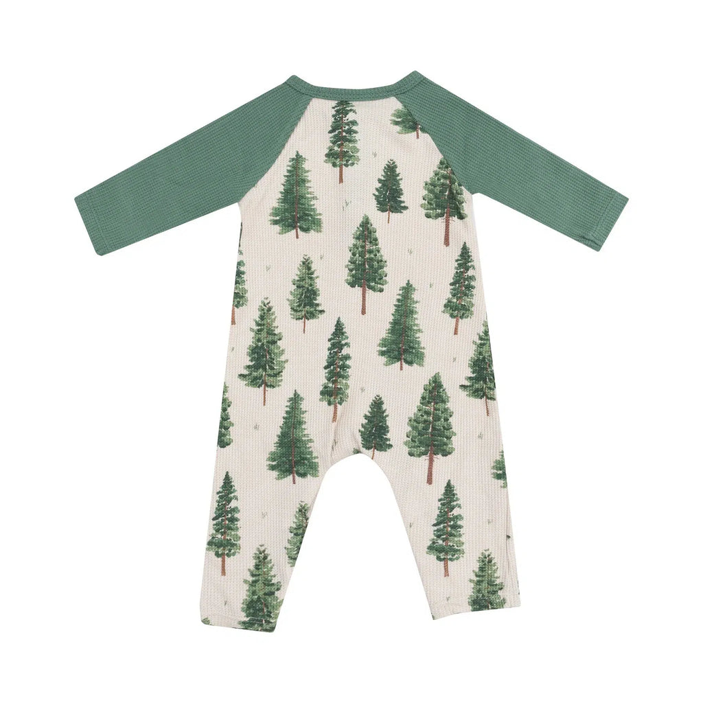 Angel Dear - Ribbed Raglan Romper - Forest Trees-Footies + Rompers (Fashion)-0-3M-Posh Baby