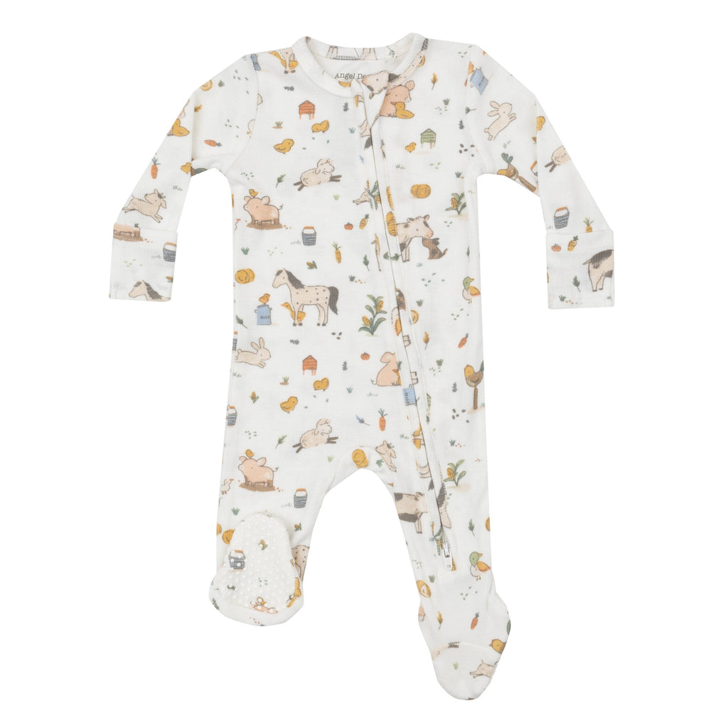 Angel Dear - Two-Way Zipper Footie - Farm Babies-Footies + Rompers (Basic)-Newborn-Posh Baby