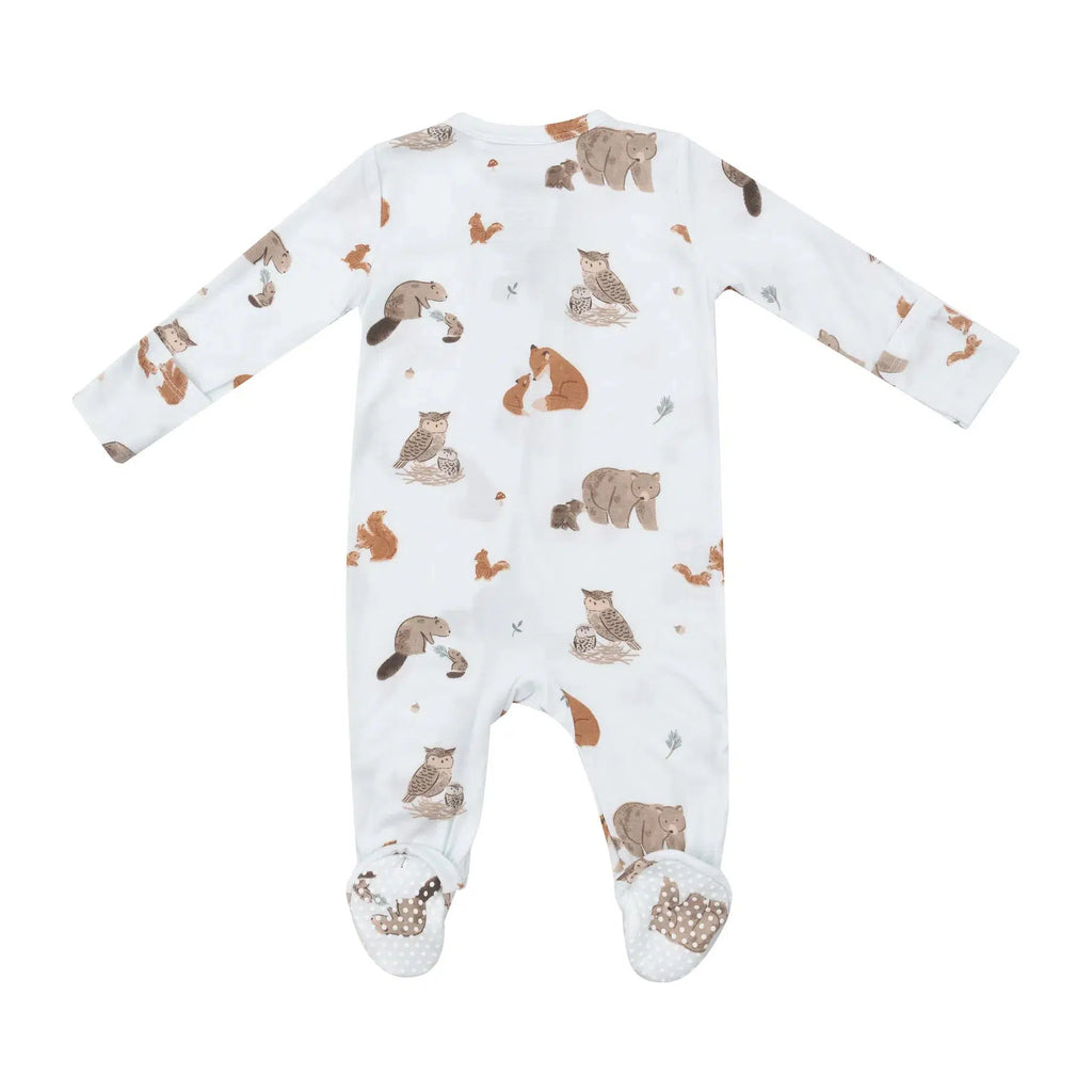 Angel Dear - Two-Way Zipper Footie - Woodland Animals Blue-Footies + Rompers (Basic)-Newborn-Posh Baby