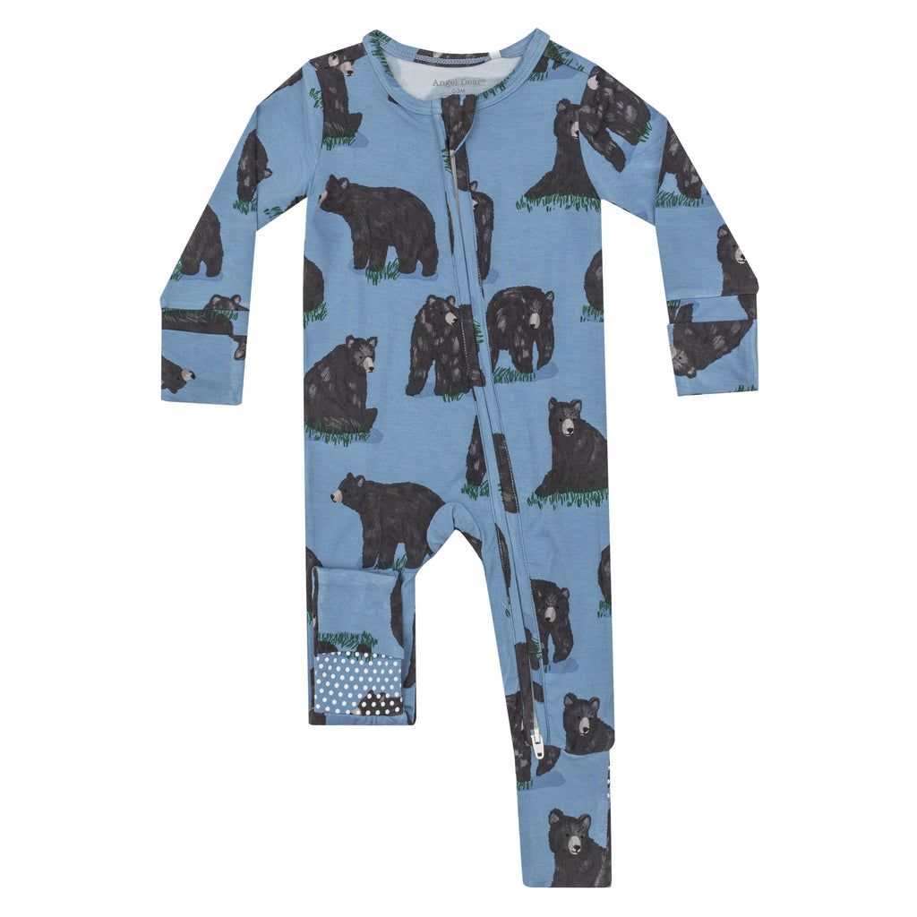 Angel Dear - Two-Way Zipper Romper - Black Bears-Footies + Rompers (Basic)-0-3M-Posh Baby