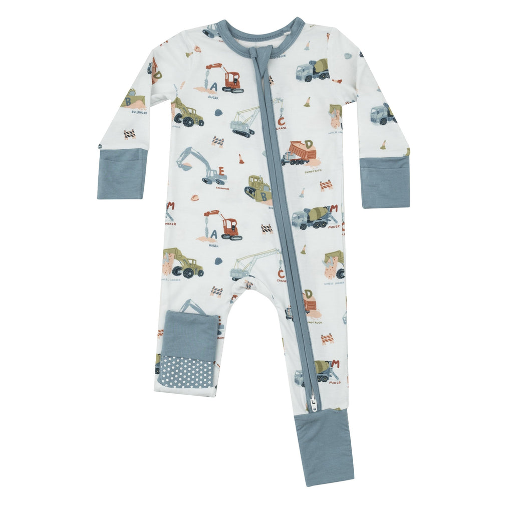 Angel Dear - Two-Way Zipper Romper - Construction Alphabet-Footies + Rompers (Basic)-3-6M-Posh Baby