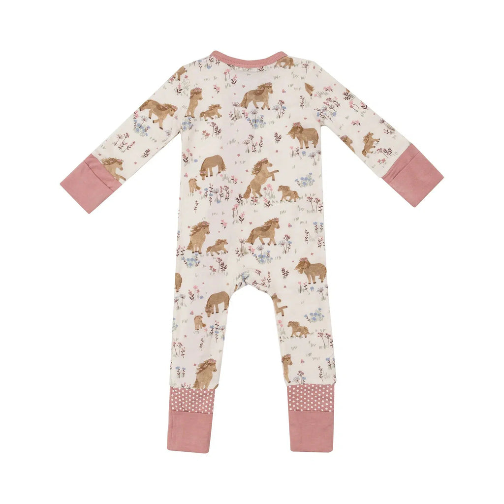 Angel Dear - Two-Way Zipper Romper - Pretty Ponies-Footies + Rompers (Basic)-0-3M-Posh Baby