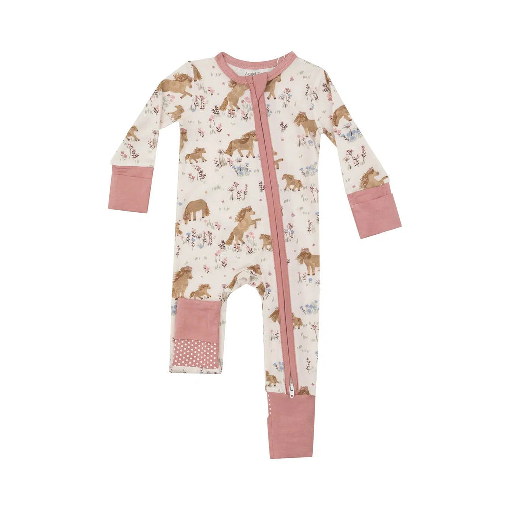 Angel Dear - Two-Way Zipper Romper - Pretty Ponies-Footies + Rompers (Basic)-0-3M-Posh Baby