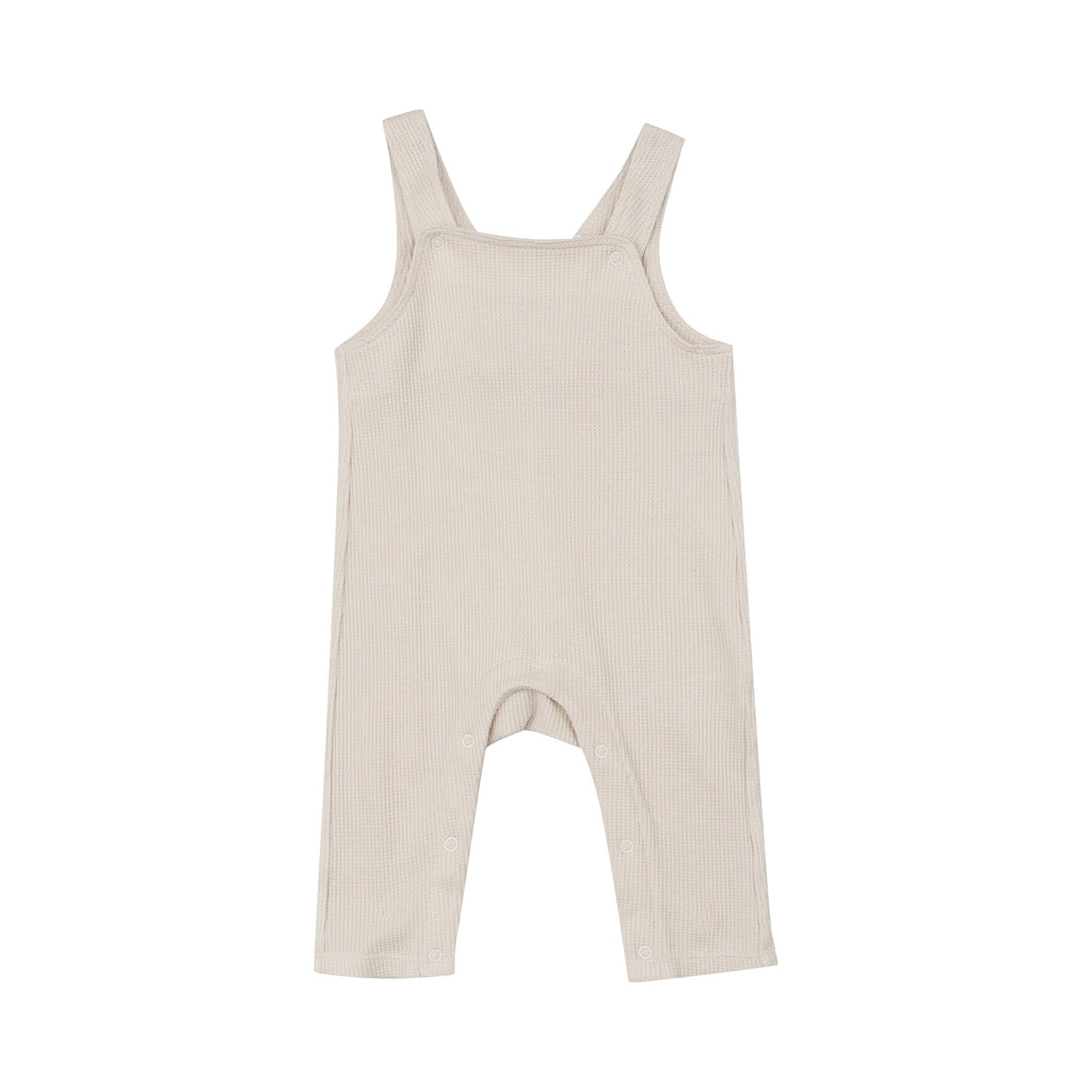 Angel Dear - Waffle Overalls - Oatmeal-Footies + Rompers (Fashion)-3-6M-Posh Baby