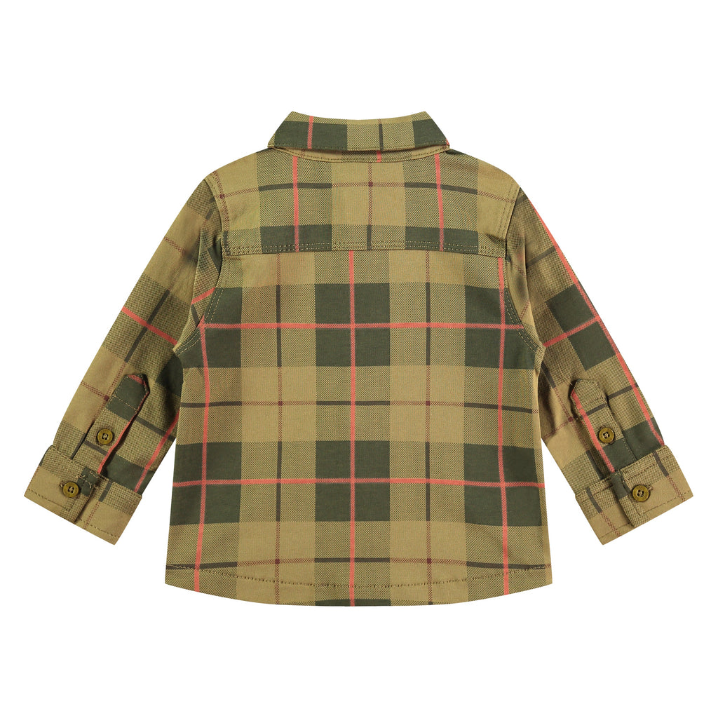 Babyface - Button-Up Top - Kiwi Green Plaid-Long Sleeves-0-3M-Posh Baby