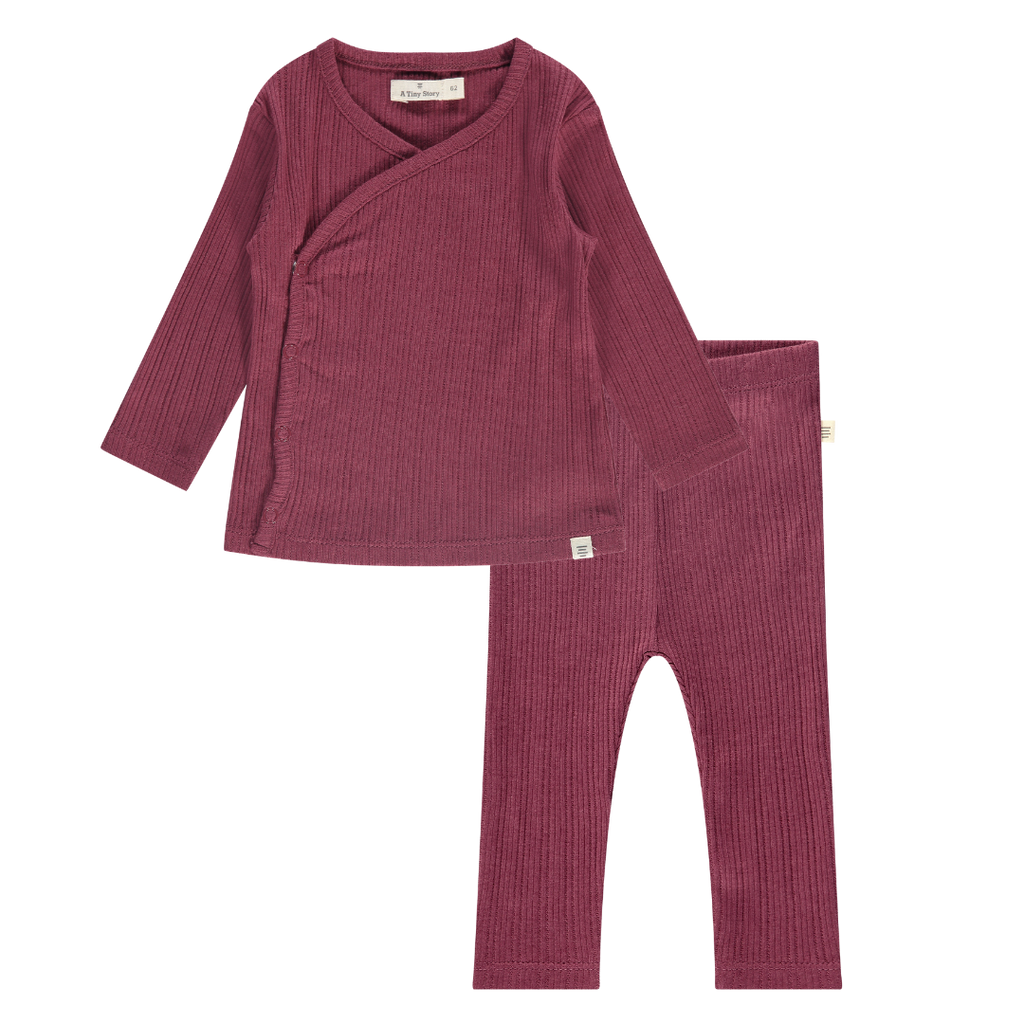 Babyface - Organic Kimono Top + Legging Set - Cranberry-Sets-3-6M-Posh Baby