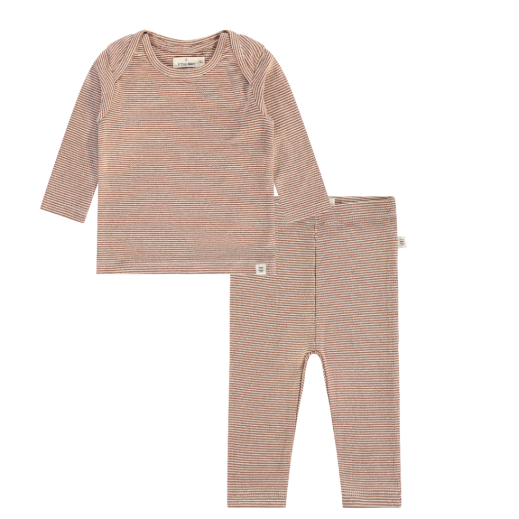 Babyface - Organic Top + Legging Set - Rust Stripe-Sets-Newborn-Posh Baby