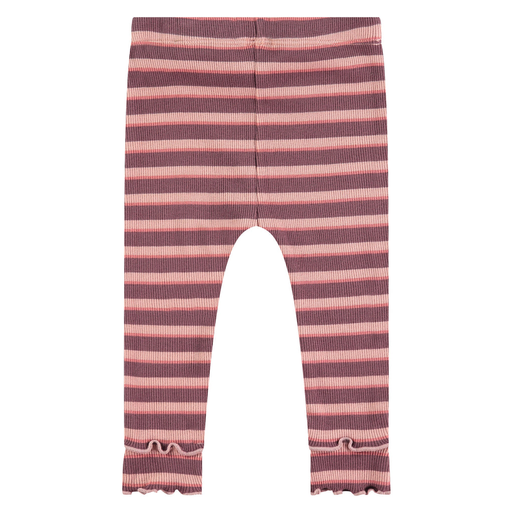 Babyface - Ribbed Legging - Purple + Pink Stripe-Bottoms-0-3M-Posh Baby