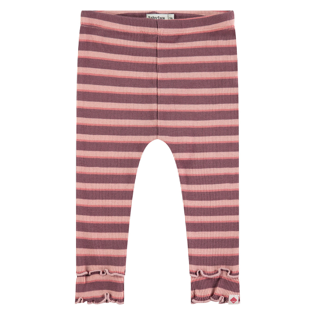 Babyface - Ribbed Legging - Purple + Pink Stripe-Bottoms-0-3M-Posh Baby