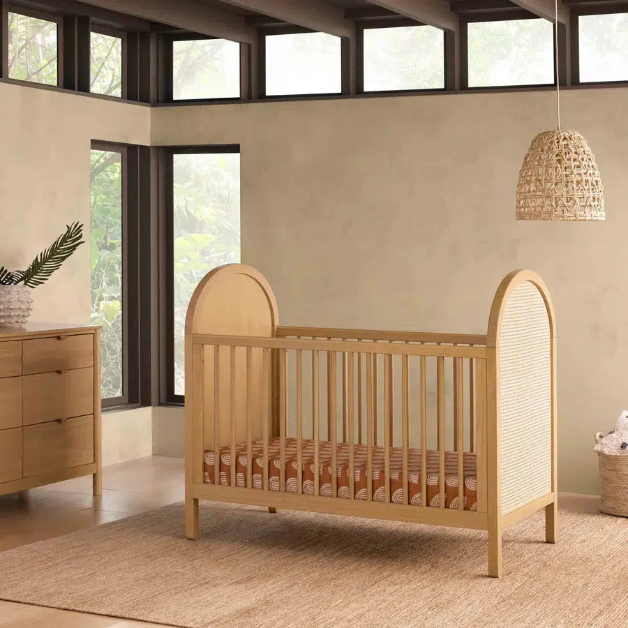 Babyletto - Bondi Cane - 3-in-1 Convertible Crib - Honey with Natural Cane-Cribs-Store Pickup in 2-5 Weeks / Post Restock Date - Early January-Posh Baby