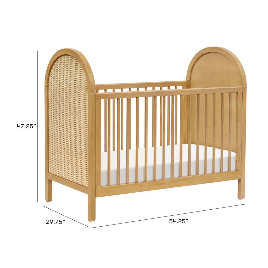 Babyletto - Bondi Cane - 3-in-1 Convertible Crib - Honey with Natural Cane-Cribs-Store Pickup in 2-5 Weeks / Post Restock Date - Early January-Posh Baby