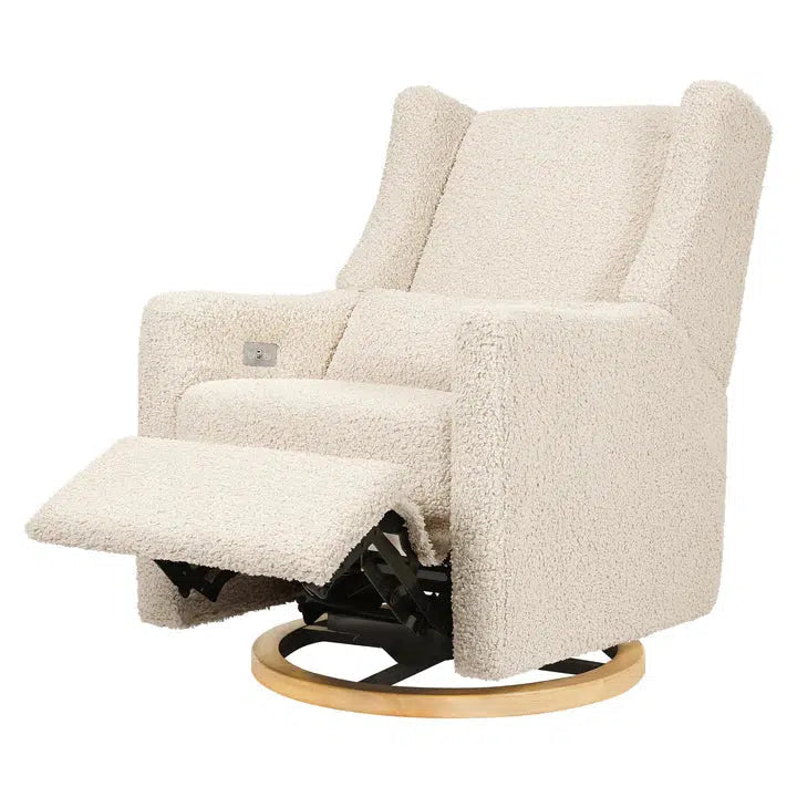 Babyletto - Kiwi Electronic Glider + Recliner - Luxe Almond Teddy Loop with Light Wood Base-Chairs-Store Pickup in 2-5 Weeks / POST RESTOCK DATE - Early January-Posh Baby