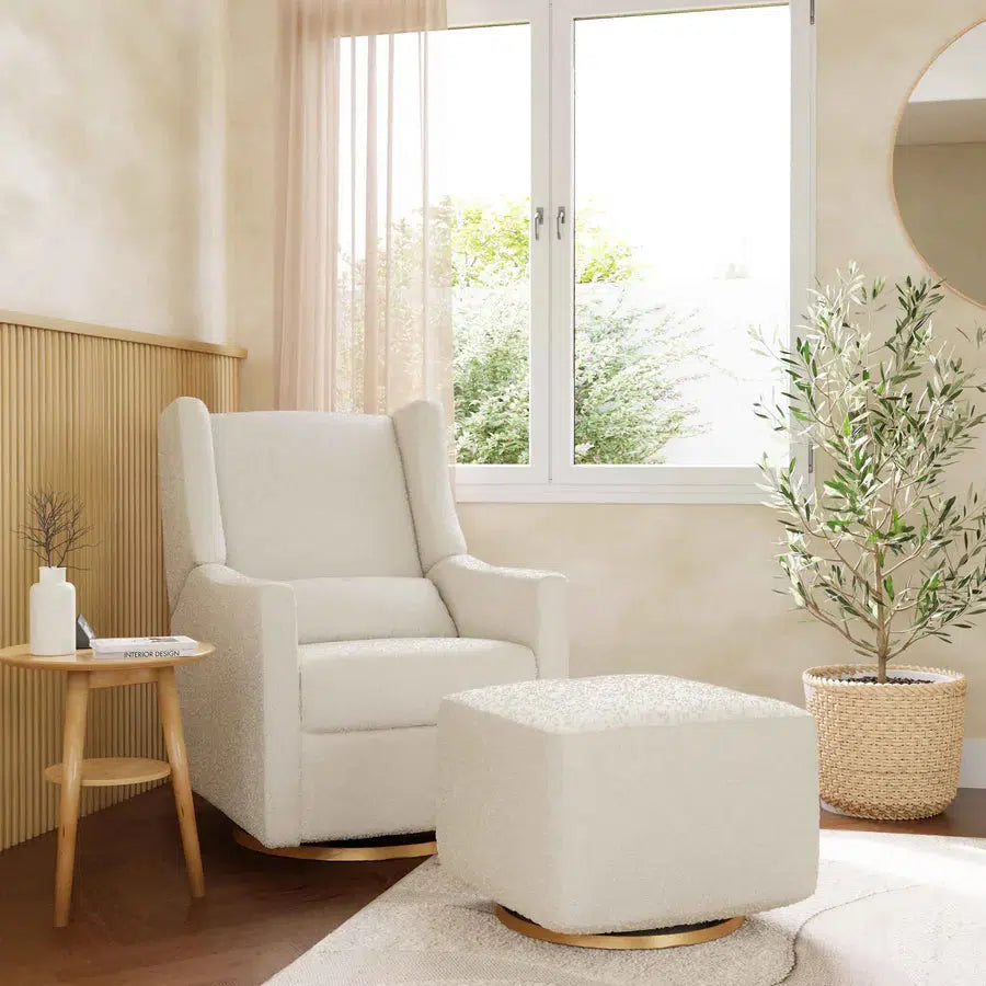 Babyletto - Kiwi Electronic Glider + Recliner - Luxe Ivory Boucle with Gold Base-Chairs-Store Pickup in 2-5 Weeks-Posh Baby