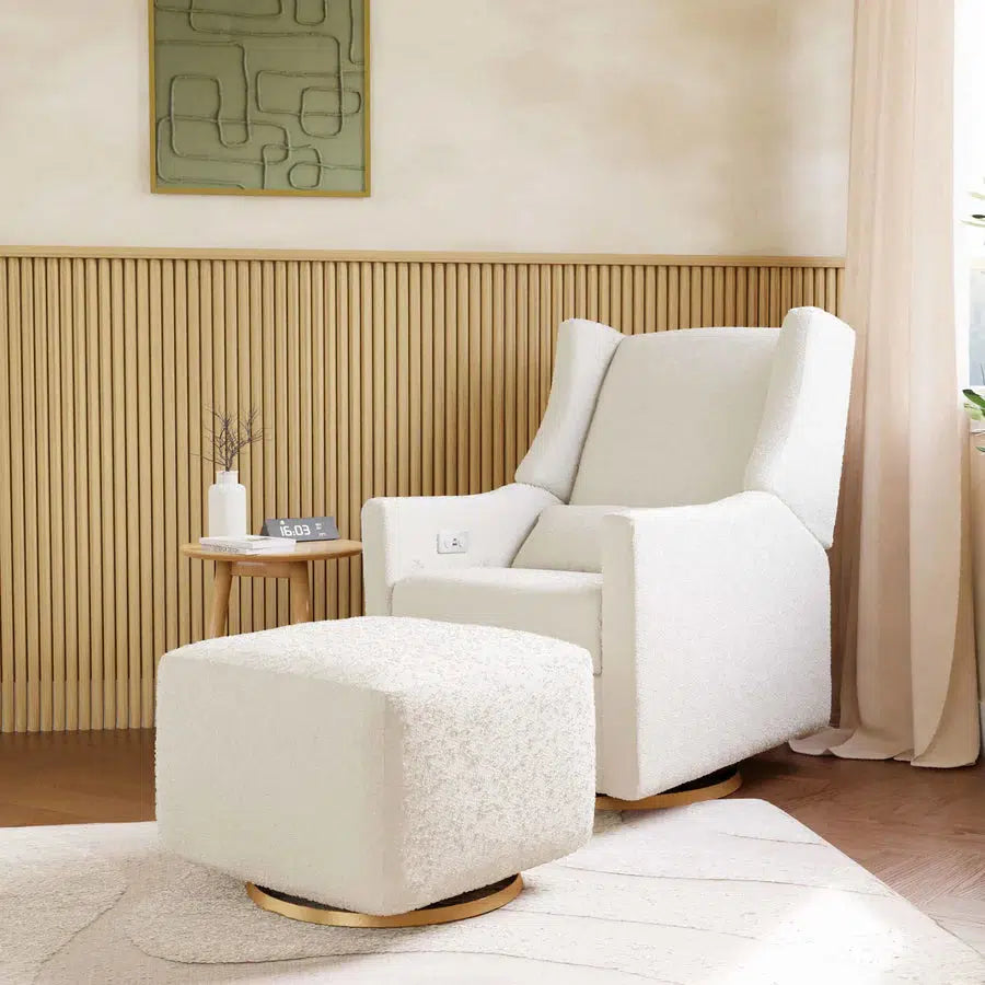 Babyletto - Kiwi Electronic Glider + Recliner - Luxe Ivory Boucle with Gold Base-Chairs-Store Pickup in 2-5 Weeks-Posh Baby