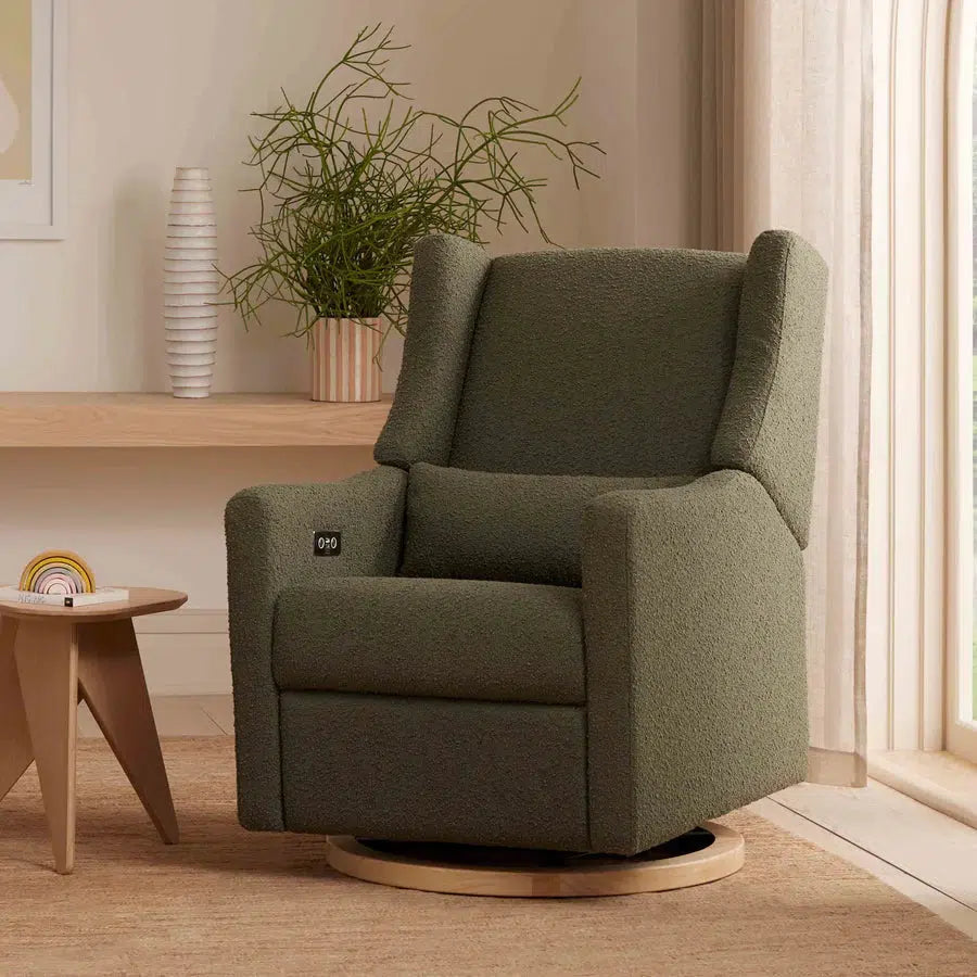 Babyletto - Kiwi Electronic Glider + Recliner - Luxe Olive Boucle with Light Wood Base-Chairs-Store Pickup in 2-5 Weeks-Posh Baby