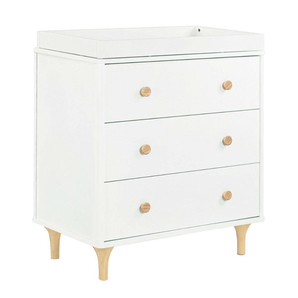 Babyletto - Lolly 3-Drawer Changer Dresser - White + Natural-Dressers + Changing Tables-Store Pickup in 2-5 Weeks / Post Restock Date - Late December-Posh Baby