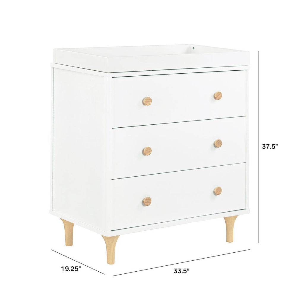 Babyletto - Lolly 3-Drawer Changer Dresser - White + Natural-Dressers + Changing Tables-Store Pickup in 2-5 Weeks / Post Restock Date - Late December-Posh Baby