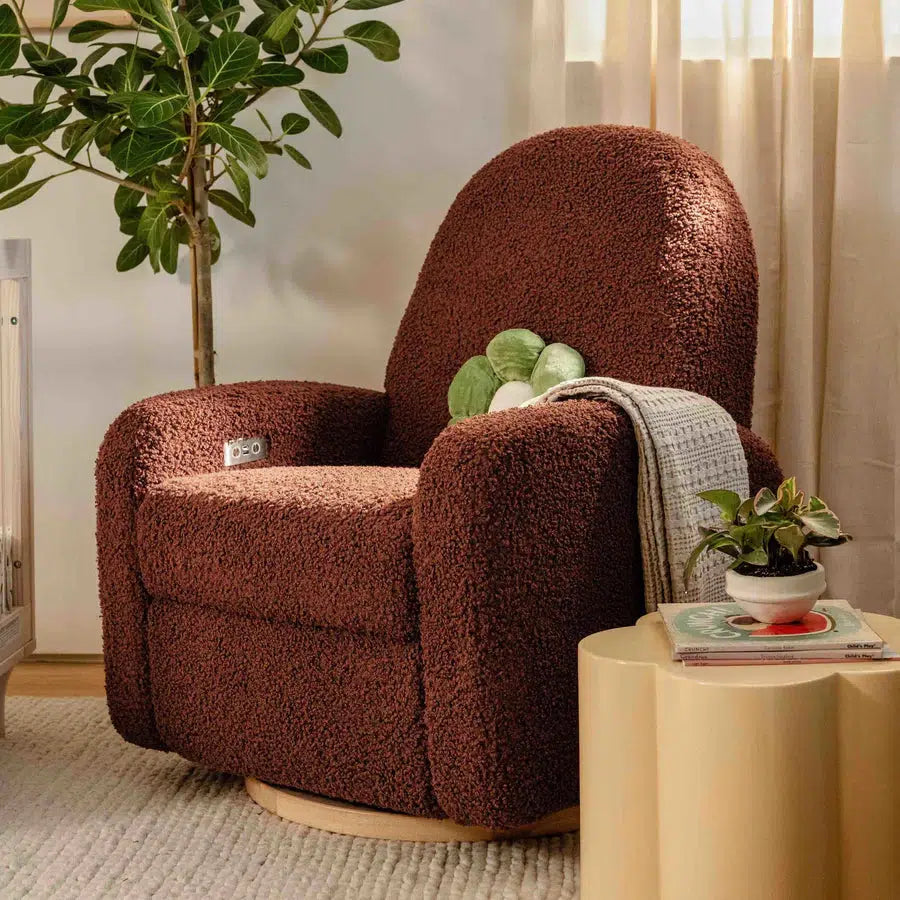 Babyletto - Nami Electronic Glider + Recliner - Luxe Rouge Teddy Loop with Light Wood Base-Chairs-Store Pickup in 2-5 Weeks-Posh Baby