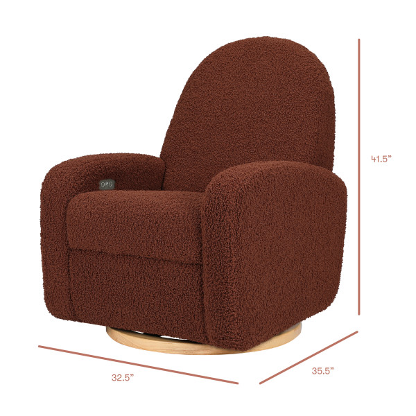 Babyletto - Nami Electronic Glider + Recliner - Luxe Rouge Teddy Loop with Light Wood Base-Chairs-Store Pickup in 2-5 Weeks-Posh Baby