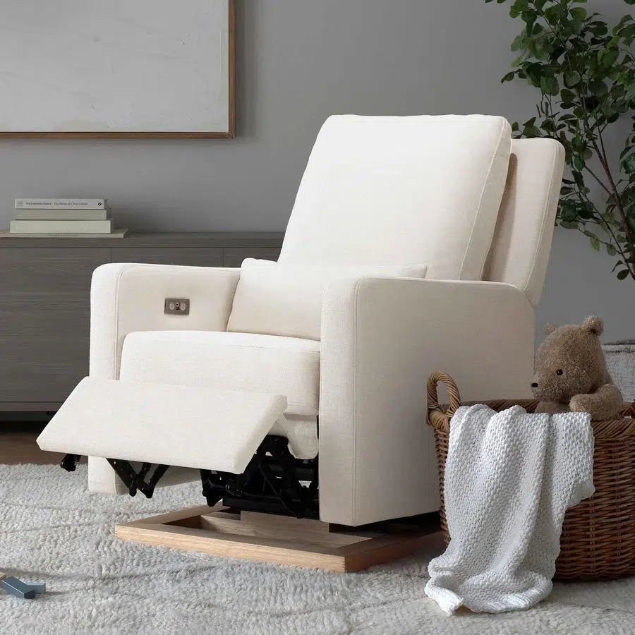 Babyletto - Sigi Electronic Glider + Recliner - Cream Eco-Weave Performance Fabric-Chairs-Store Pickup in 2-5 Weeks-Posh Baby