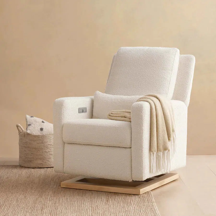 Babyletto - Sigi Electronic Glider + Recliner - Ivory Boucle with Light Wood Base-Chairs-Store Pickup in 2-5 Weeks / POST RESTOCK DATE - Mid February-Posh Baby