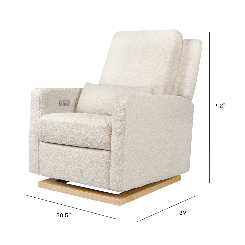 Babyletto - Sigi Electronic Glider + Recliner - Ivory Boucle with Light Wood Base-Chairs-Store Pickup in 2-5 Weeks / POST RESTOCK DATE - Mid February-Posh Baby