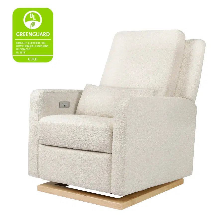 Babyletto - Sigi Electronic Glider + Recliner - Ivory Boucle with Light Wood Base-Chairs-Store Pickup in 2-5 Weeks / POST RESTOCK DATE - Mid February-Posh Baby