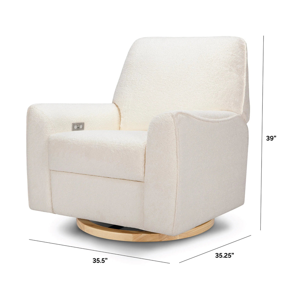 Babyletto - Sunday Electronic Glider + Recliner - Luxe Chantilly Fleece with Light Wood Base-Chairs-Store Pickup in 2-5 Weeks-Posh Baby