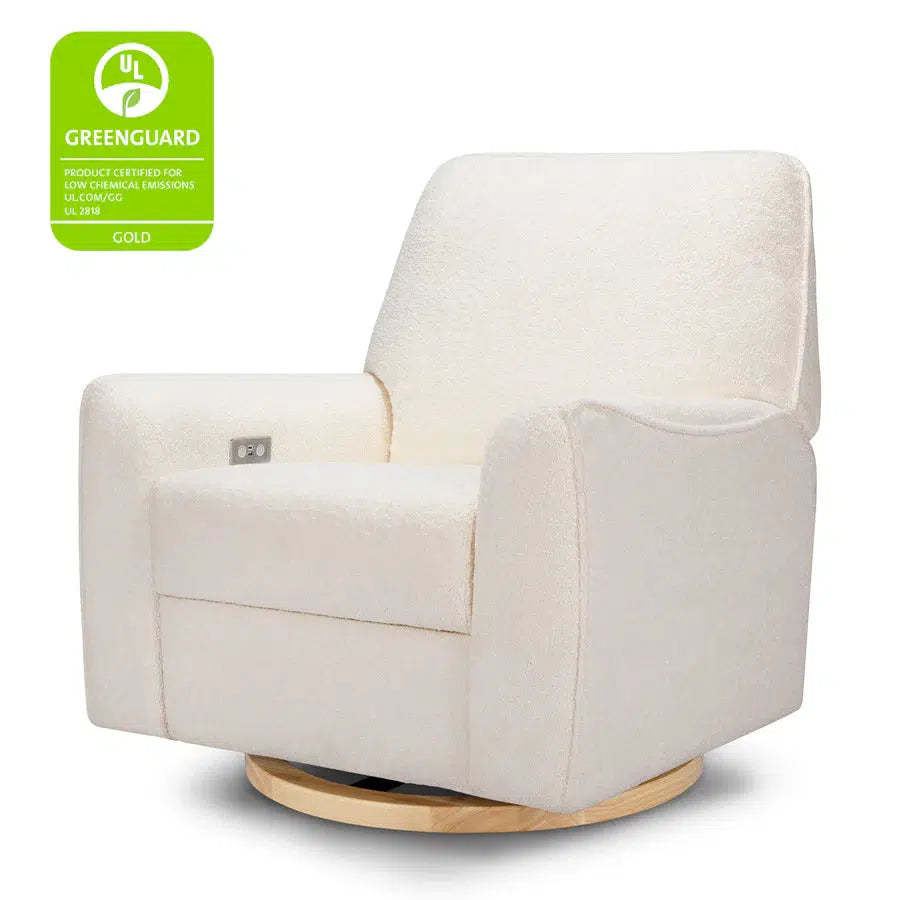 Babyletto - Sunday Electronic Glider + Recliner - Luxe Chantilly Fleece with Light Wood Base-Chairs-Store Pickup in 2-5 Weeks-Posh Baby