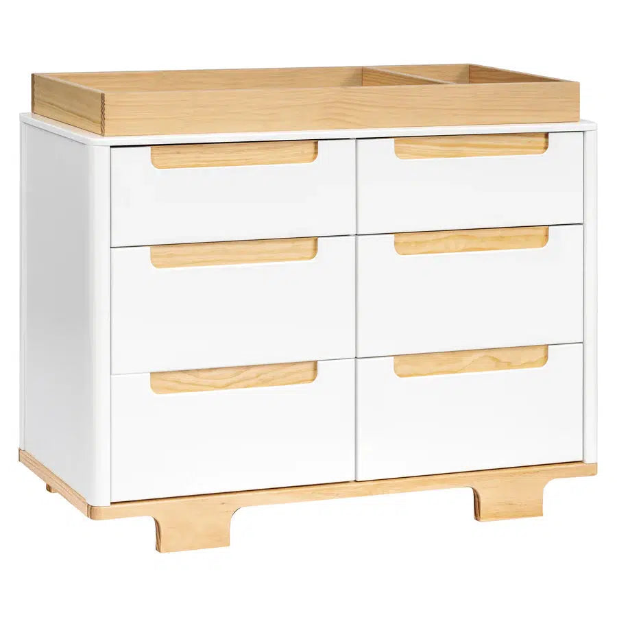 Babyletto - Yuzu 6-Drawer Changer Dresser - White + Natural-Dressers + Changing Tables-Store Pickup in 2-5 Weeks-Posh Baby