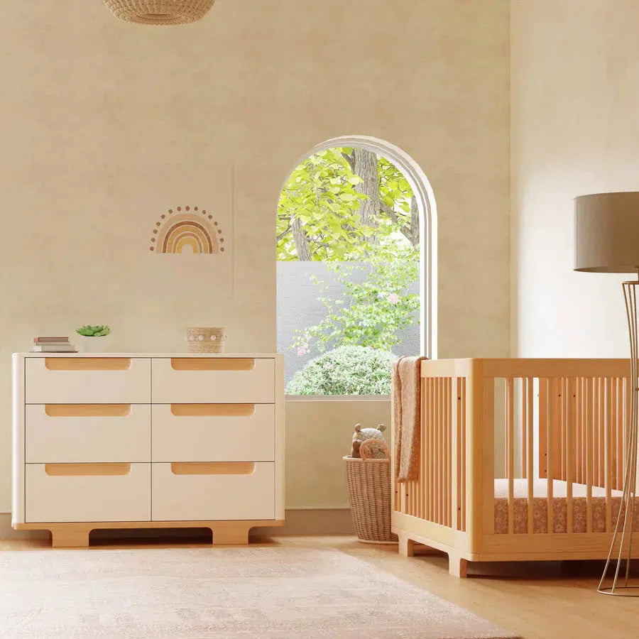 Babyletto - Yuzu 6-Drawer Changer Dresser - White + Natural-Dressers + Changing Tables-Store Pickup in 2-5 Weeks-Posh Baby